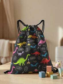 1pc Drawstring Closure Backpack, Multi-Scenario, Super Capacity, Ultra-Lightweight, Dinosaur Printed Drawstring Bag, Suitable For Sports, Fitness, Travel, Swimming, Beach, Unisex - Multicolor - View 9
