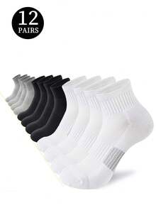 1/6/12 Pairs Heel Gripping Sports Socks, Contrast Stripe Design, Suitable For Daily Commute And Workout - Multicolor - View 18