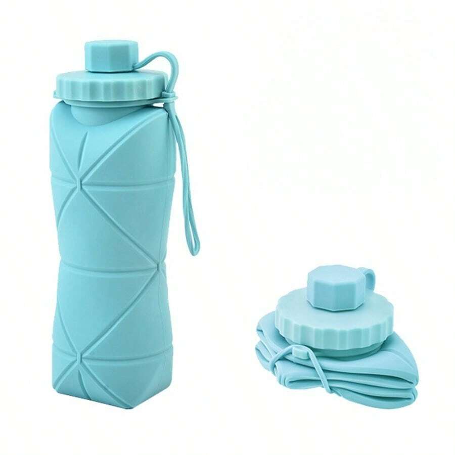 Best-Selling Silicone Foldable Water Bottle, Outdoor Portable Expandable Water Bottle, Sports Handle Diamond-Shaped Water Bottle And Water Jug - Hình tròn màu xanh nhạt - Xem 1