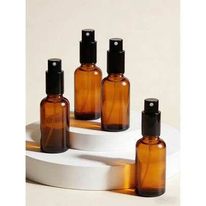 TSA Approved Amber Glass Refillable Essential Oil Spray Bottles With Metal Cap, Leakproof Fine Mist Empty Travel Size Cosmetic Toiletry Containers, Portable Mini Perfume Atomizer For DIY Aromatherapy Skincare Serum Face Mist, Travel Essentials For Air Travel Business Trips Vacation Camping Bathroom Storage, Ideal Holiday Gift For Women Men Aromatherapy Lovers Daily Use & Gifting