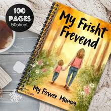 100-Page Spiral Bound Notebook With Warm Mother-Daughter Illustration Cover, Suitable For Work, Study, School Notes, Graduation & Birthday Gift, Diary, Daily Planner - H - View 4