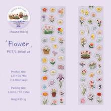 1 Roll PET Material Tape, "Journey Of The Wind" Series Cute Hand-Drawn Life Element Landscape Sticker Tape, Faux Embroidery Design, Waterproof PET Material, Suitable For Scrapbooking, Notebooks, Albums, Gifts DIY Decoration, Essential Back-To-School Stationery - 1roll - View 17