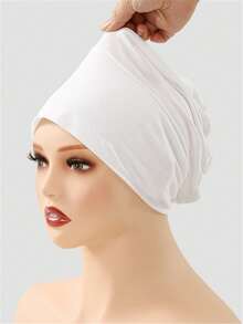 Pañuelo de cabeza ajustable para mujer, pañuelo de jersey, gorro, gorro de camiseta interior de moda decorado con pedrería, accesorios de hijab, gorro de hijab - caqui claro - Ver 4