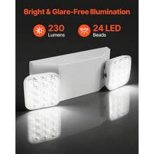6 Pack Emergency Lights For Business, With Battery Backup, Commercial LED Emergency Exit Lighting Fixtures, AC 120/277V, With Two Square Head Adjustable, 90-Minute Backup, For Business, White - 6包 - 查看 4