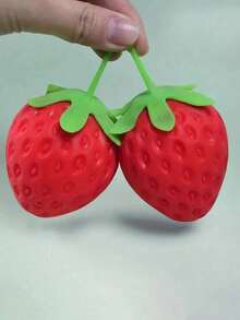 1pc Giant Strawberry Squeeze Toy, Soft & Realistic Stress Relief Ball, Creative Decompression Tool, Daily Stress Relief Toy Set, Suitable For Adult Parties, Office Desks & Home Decor, Squeezable Soft Elastic Dough-Shaped Fidget Toy, Fun & Novel Handheld Toy - Multicolor - View 5