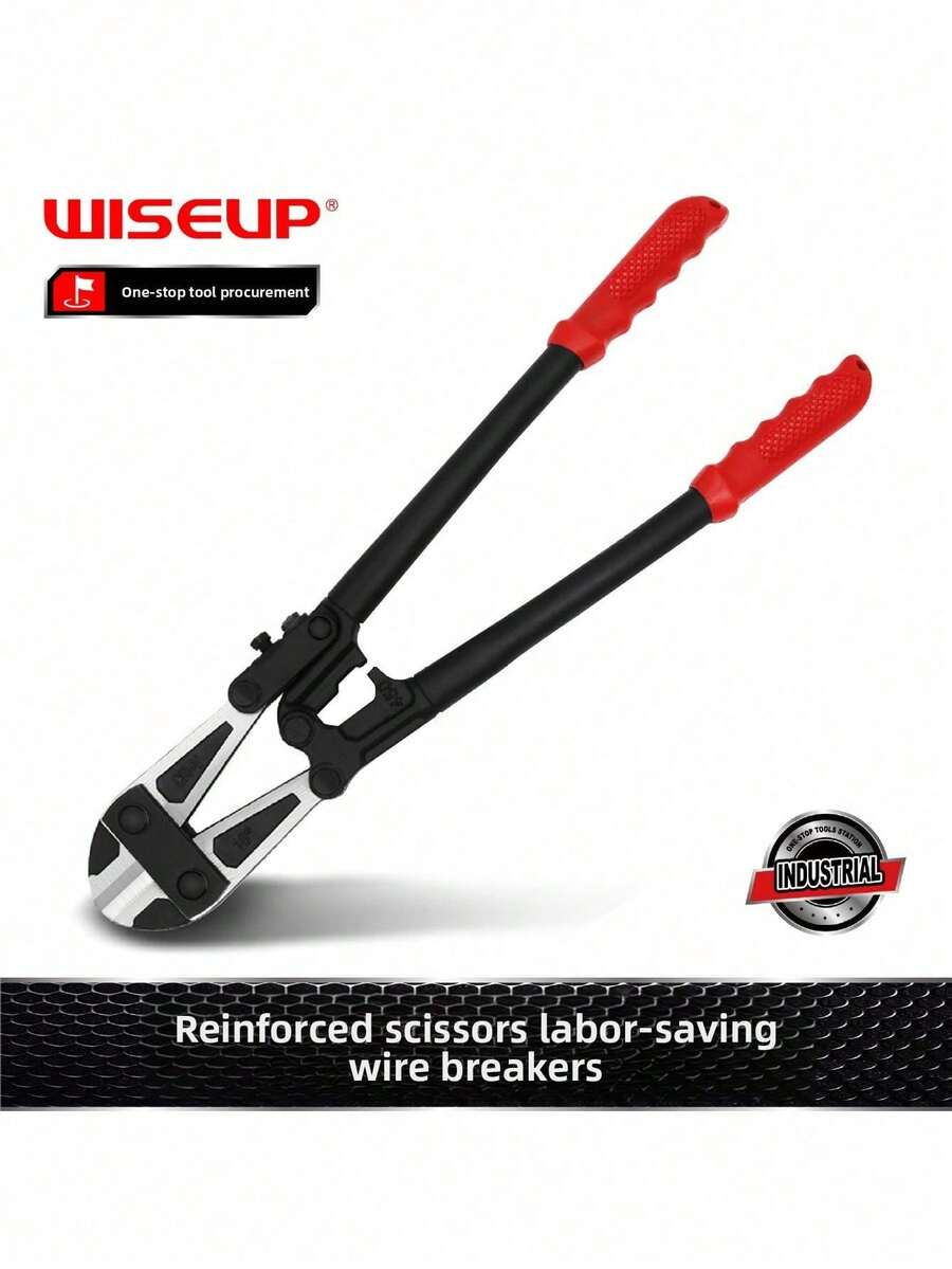 WISEUP 14英寸专业重型断线钳,适用于钢丝绳和钢筋,重型电缆剪钳,采用钼钢材质,省力设计,高杠杆剪线钳 - A-紅黑色 - 查看 1
