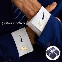 Gemelos personalizados con inicial, gemelos personalizados para padrinos de boda, gemelos de boda, propuesta a padrinos, regalo para el mejor hombre, regalo del Día del Padre para él - Multicolor - Ver 2