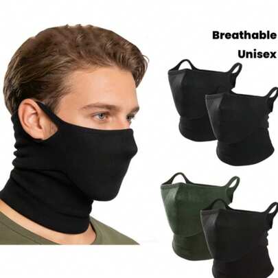 2 chiếc khăn quàng cổ thời trang unisex, khẩu trang nửa mặt họa tiết hình học thoáng khí, kiểu quai đeo tai, thích hợp cho hoạt động ngoài trời, đạp xe, leo núi.