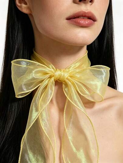 1条黄色极光雪纺围巾，精致波西米亚风格领巾配饰，适合可爱女孩DIY芭蕾舞风格，适用于学校、派对、户外、花园、海滩、毕业季和其他场合。