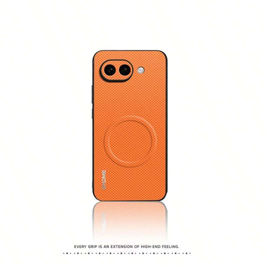 适用于 6、6a、6pro、7、8、9、9a、9pro、10、10a、10pro、XL 的磁吸式真皮手机壳 - 橘色 - 查看 1