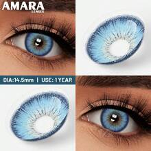 AMARA 1對藍色色調一年拋棄式隱形眼鏡 14.5mm 藍色染製隱形眼鏡 用於萬聖節妝容 - ALPS-BLUE - 查看 4