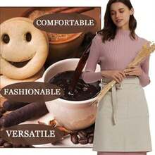1pc Chef Waist Apron, Waitress Apron, Bistro Half Apron With Pockets, Suitable For Chefs, Food Service, Painting, Gardening - 1 Piece, Beige - View 5