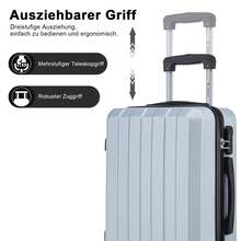 YONSLY Suitcase 16/20/24/28 Inches With 4 Wheels 360° Combination Lock Mesh Pocket Soft Rubber Handle Lightweight Large Travel Suitcase For Vacation - 銀色 - 查看 5