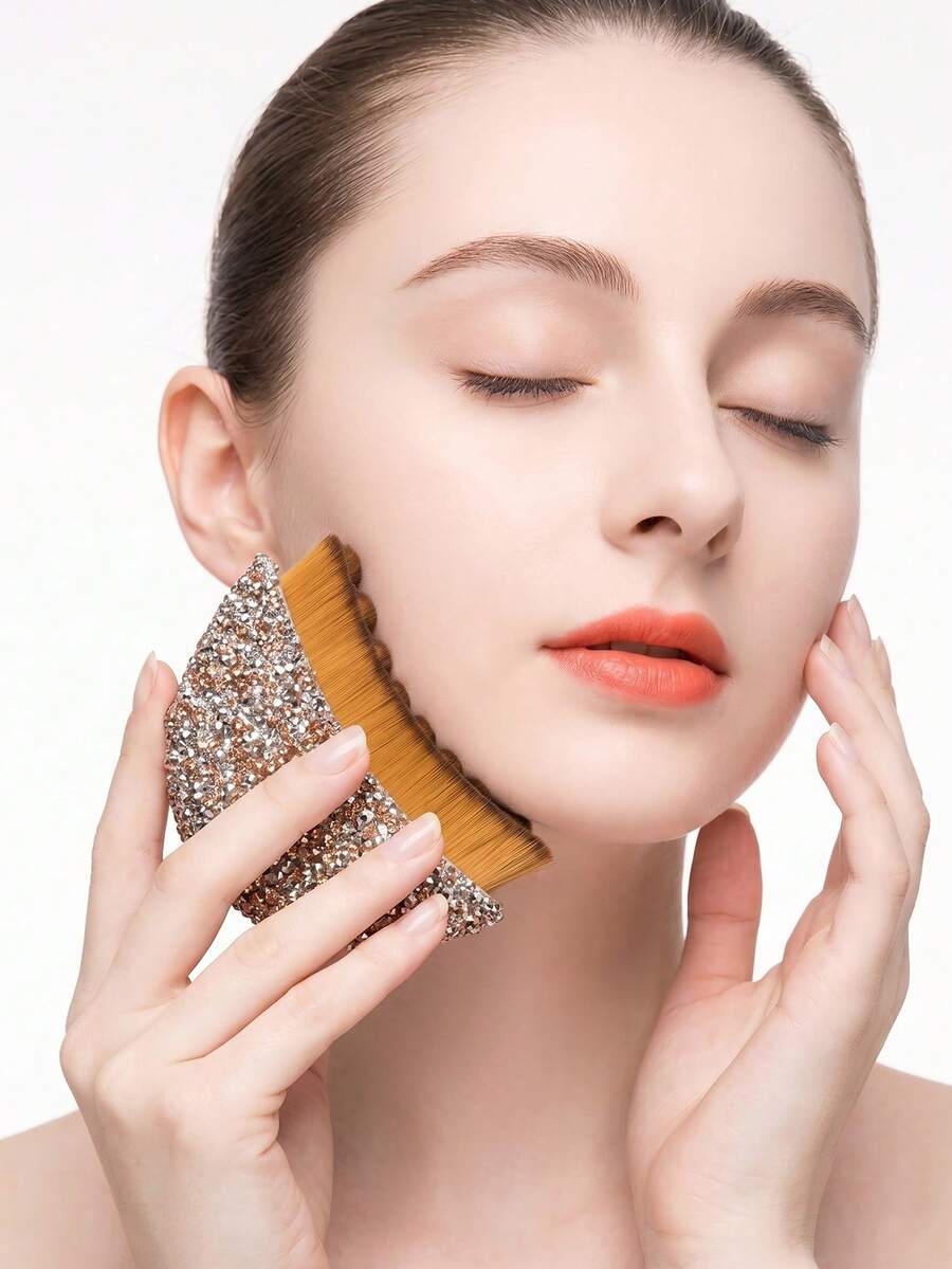 1 chiếc cọ massage bạch huyết đính đá thủ công màu nâu, dụng cụ massage mặt hình chữ V giúp nâng cơ và làm săn chắc da, dụng cụ định hình đường nét khuôn mặt tiện dụng, máy massage dẫn lưu bạch huyết cầm tay, thiết bị tạo hình cằm và đường viền hàm, cần thiết cho việc chăm sóc da hàng ngày, ôm sát da, giúp giảm mệt mỏi. - Nhiều màu - Xem 1