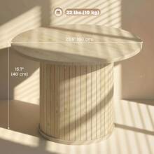 HOMCOM Round Coffee Table, 24" Center Table With Slatted Column Base, Felt Footpads For Living Room, Natural Wood - 棕色 - 查看 7