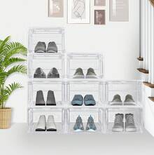 7Sevenjokers Space-Saving Clear Shoe Box 9-Pack, Foldable With Magnetic Lid, Stackable PP Plastic Storage For Closet & Entryway - 9 Shoe Boxes - View 3