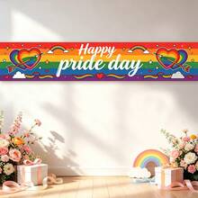 Decoración de fondo para fiesta del Mes del Orgullo LGBTQ+ - TODOS SON BIENVENIDOS AQUÍ, Colgante de pared con corazón colorido - Multicolor - Ver 6