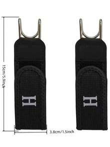 2条装可调节弹力腰带，带魔术贴和金属钩，男女通用休闲腰带 - 黑色 - 查看 11