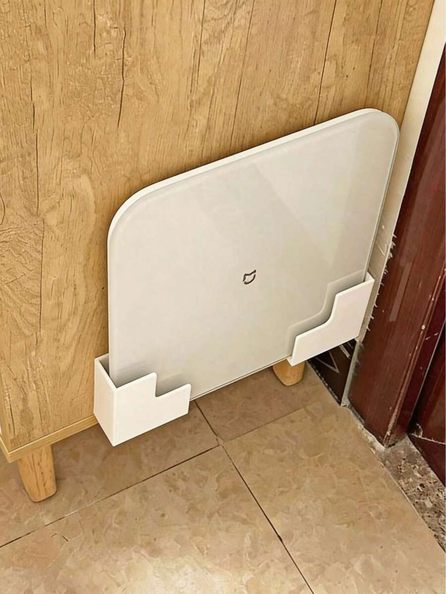 1/2pcs,Wall-Mounted Electronic Scale Storage Rack-No Drilling Required. Made Of Durable Plastic With An Adhesive Backing, This Rack Is Suitable For Bathrooms And Home Gyms; Compatible With Body Fat Scales And Fitness Equipment.