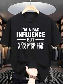 2026 Tops Men's Plus Size Summer Casual Short-Sleeve Round-Neck T-Shirt Regular Fit Slightly Stretchy Fabric Stylish Design - 黑色 - 查看 1