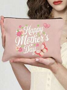 "Happy Mother's Day" Floral Butterfly Floralprint Makeupbag Portable Waterproof Makeup Storage Bag Gift For Mom, Butterfly And Floral Cosmetic Bag, Travelmakeupbag, Cutecosmeticpouch, Large-Capacity Travel Organizer, A Perfect Gift For Mom. Giftforher Portable Toiletry Bag - Multicolor - View 12