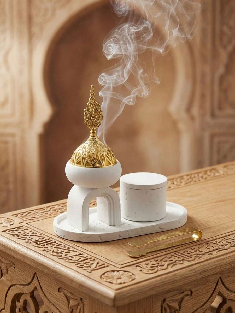1 Set Resin Arabic Style White/Black Incense Burner & Aroma Diffuser. This Elegant Incense Burner Is Perfect For Home Decor, And Makes A Unique Gift For Anniversaries Or Brides. - Multicolor - View 1