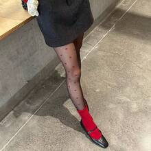 Women's Casual Transparent Stockings With Cute Heart Design, Fashionable & Versatile Pantyhose - Multicolor - View 7