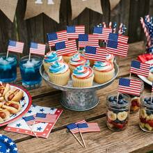 100Pcs Disposable American Flag Food Toothpicks, Mini Decorative Flags For Cupcakes, Fruits And Party Desserts - 100 Pcs - View 4