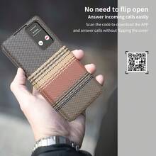 高级奢华凯夫拉纹理PU皮革翻盖保护套，智能视窗和卡槽设计，全方位防摔保护，兼容三星Galaxy S26 Ultra、S25 Ultra、S24 Ultra、S23 Ultra - 橘色 - 查看 8