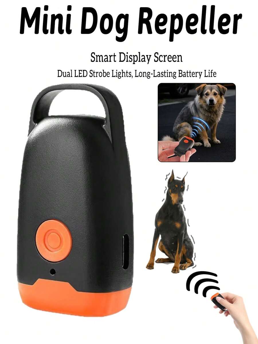 Pengusir Anjing Ultrasonik Mini Isi Ulang dengan Lampu LED, Perangkat Kontrol Pelatihan Hewan Peliharaan Genggam, Pemancar Sinyal Anjing Multifungsi untuk Luar dan Dalam Ruangan, Perlengkapan Hewan Peliharaan Portabel Pintar