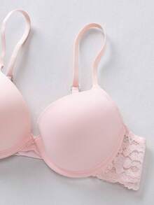 Sujetador con relleno y efecto push-up con encaje para mujer - Rosa - Ver 9
