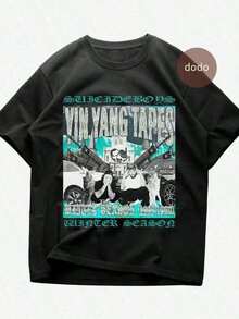 1PC Comfort Suicideboy T-Shirt , Suicideboy, Women's Casual Cotton Round Neck Short Sleeve T-Shirt With Graphic Print Regular Fit For Summer Summer To - 黑色 3 - 查看 4
