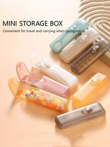 2/6pcs Portable Flip-Top Travel Storage Box, Suitable For Dental Floss, Pills And Toothpicks, For Daily Home, Office, Camping Essentials - Multicolor - View 2