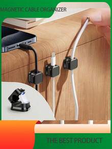 Black & White Magnetic Cable Organizer Clips, Compact & Durable For Desk/Wall Mount, Suitable For Storing Phone Cables, Chargers, Great For Tech Enthusiasts & Students, Includes Bracket & Clips, No Drilling Required - Multicolor - View 7