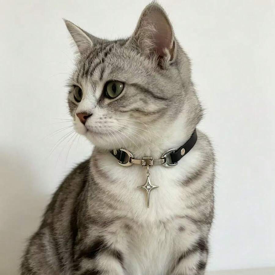 甜美酷炫的真皮宠物项圈，让您的猫狗更加时尚 - 彩色 - 查看 1