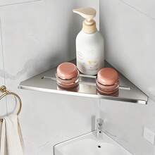 CINEYO 1pc/2pcs/3pcs Classic Stainless Steel Wall-Mounted Triangular Bathroom Storage Rack, Bathroom Shelf, Shower Rack, Bathroom Organizer. Suitable For Bathroom, Study And Kitchen. Corner Rack, Bathroom Storage Rack, Shower Shelf, Wall Shelf - Silver - View 5