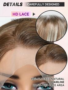 13*4 Lace Front Wigs Shoulder Length Short Straight Bob Wig For Women, Ombre Chestnut Brown With Platinum Blonde Highlights Synthetic Wig, Natural Looking Heat Resistant Wig For Daily Party 12 Inch - Blonde Highlight - View 8