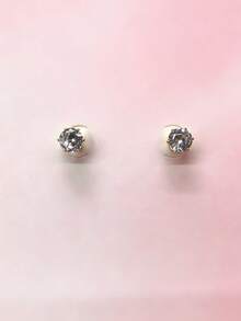 Bông tai đính đá Zirconia mạ vàng 14K, kiểu dáng unisex, chất liệu thép không gỉ mạ bạc/vàng, kích thước 3-4-5-6mm, phù hợp đeo hàng ngày. - Như thể hiện trong hình ảnh - Xem 3