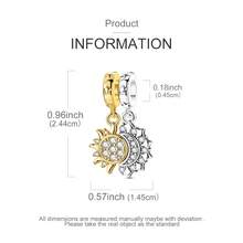 1Pc Hot Silver Color Two-Tone Set High Heel Sun & Moon Dangle Charm Bead Pink Gold Enamel Glitter Fits European Bracelets For Women Cute Style Perfect Gift For Girls Fashion Lovers Celestial Romantic Style Perfect Gift For Valentine's Day Anniversary - Silver - View 4
