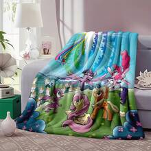 1PC  Canterlot Scene Flannel Throw Blanket 50"X60" - Printed With Purple Pink Gradient Rainbow Halo Background, Twilight Sparkle, Rainbow Dash, Pinkie Pie, Fluttershy, Applejack, Rarity, Spike, Crystal Castle, Streets, Tapestry Wall Hanging, MLP Fan Gift, Room Decor For Bedroom Or Dorm -280gsm - 多色 4 - 查看 5