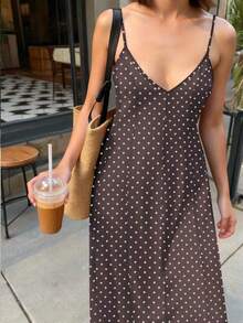 Vestido de tirantes con estampado de leopardo de moda de verano para mujer - Marrón - Ver 4