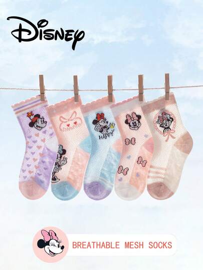 Disney 10/5/1 双正品迪士尼网眼镂空中筒袜，适合夏季穿着。可爱的卡通图案，时尚又萌趣的迪士尼童袜。透气吸汗，休闲百搭，多功能卡通图案，适合婴幼儿穿着，也是馈赠亲友和日常穿着的理想选择。