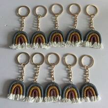 Cute Candy-Colored Handmade Crochet Tassel Rainbow Keychain, Multifunctional Bag Charm Keyring Accessory - Color Mixing - View 11