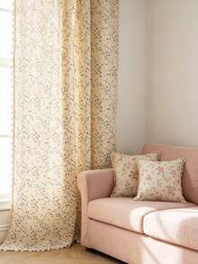MineLain 1pc Floral Rustic Style Curtain, Rod Pocket Design With Beige Tassel, Kitchen Short Curtain, Room Divider, Door Curtain, Washable, Suitable For Home, Bedroom, Study, Living Room, Balcony, Patio, Casement, Decoration, All Season, Spring/Summer - Multicolor - View 10