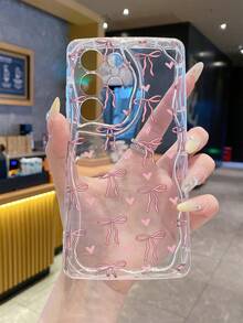 1个可爱TPU材质透明奶油色纹理蝴蝶结和心形图案防震保护手机壳，兼容、荣耀等。 - 無色 - 查看 11
