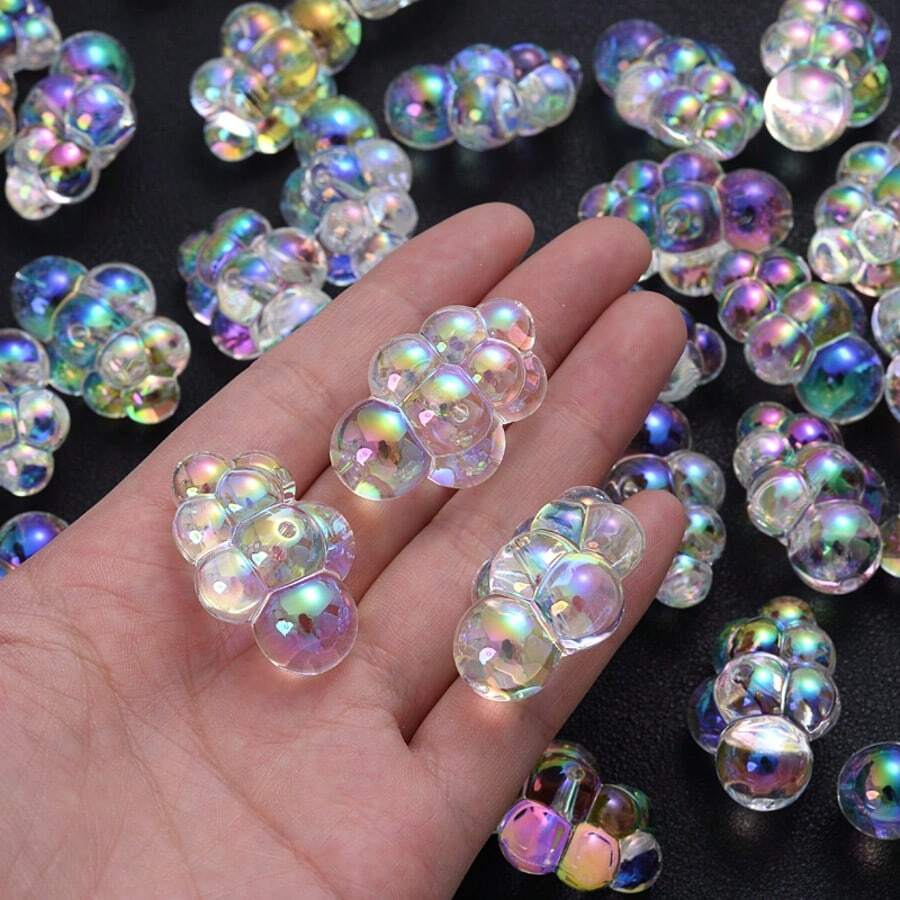 10pcs Transparent Acrylic Cloud Beads, UV Colorful Beautiful Cloud Bubble Beads, Suitable For DIY Crafts Like Bracelets, Necklaces, Bag Charms And Other Creative Handmade Items - Multicolor - View 1