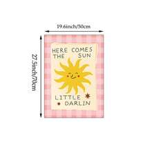 1 pezzo "Ecco il sole, tesoro" opera d'arte da parete, decorazione retrò con stampa rosa a quadretti, cartellone sole stile boho adatto per camera dei bambini, soggiorno, camera da letto, tela dipinta senza cornice/con cornice/rotolo da appendere - Multicolore - Visualizzare 15