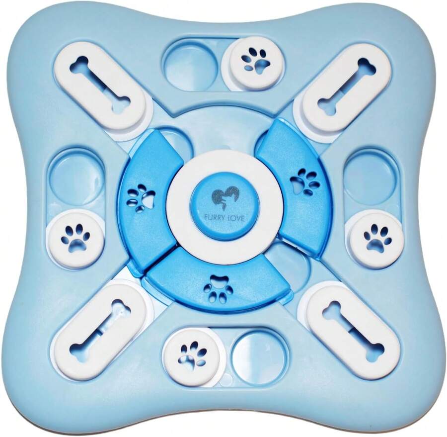 FURRY LOVE - Dog Puzzle Food Feeder | Level 3 IQ Training Toy For Small_Medium_Large Dogs | Mental Enrichment &Amp; Aggressive Chewer Gift | Interactive Treat Puzzle -Blue - White - View 1