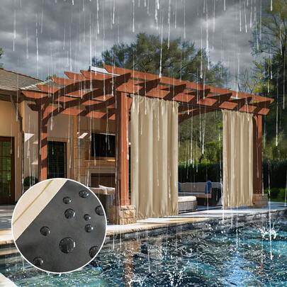 1pc Outdoor Hanging Curtain Rod, Waterproof, Easy Installation, Wind-Resistant, Suitable For Outdoor Patio, Porch, Balcony Sun Shading, Entrance Privacy Protection, Garage Sun Shading Curtain