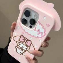 SANRIO 可爱卡通蝴蝶结爱心设计手机壳，兼容 17 Pro Max、17/16 Pro、新款 14 Pro、15、13 Pro、11，柔软硅胶保护套 - 粉色 - 查看 2